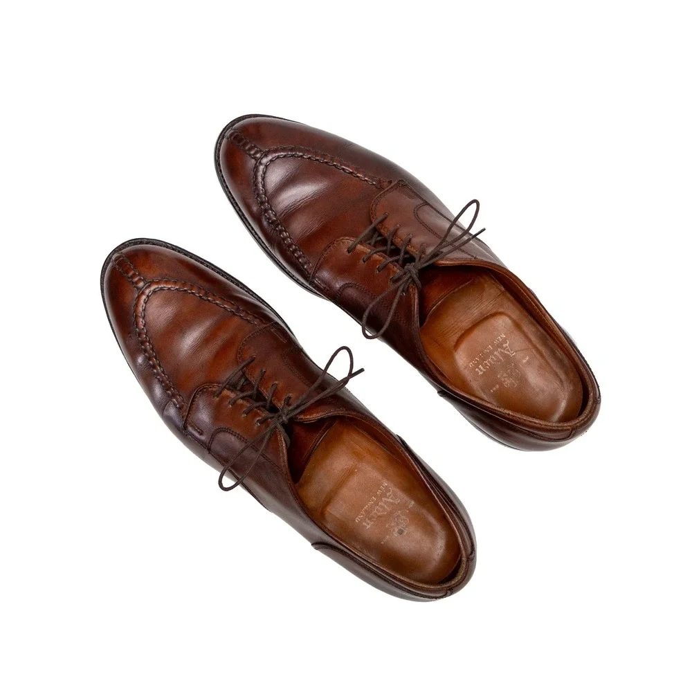 Alden 962 Norwegian Front Blucher Dark Tan Calfskin Split Toe Derby Shoes 8.5 C